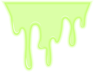 Fluorescent green radioactive substance forming a continuous dripping flow.