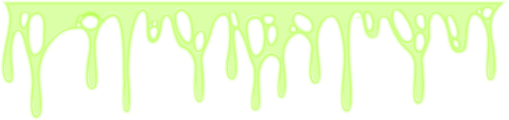 Green toxic liquid forming a bright and dynamic spill with flowing drips.