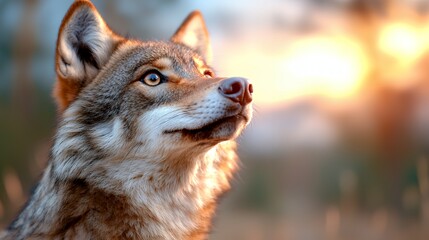 Fototapeta premium Wolf portrait natural light golden hour
