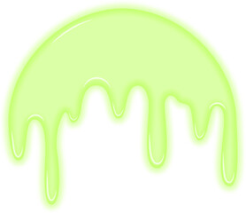 Green toxic liquid forming elongated and irregular dripping streaks.