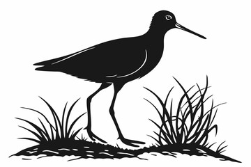 redshank sihouette black vector