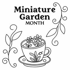 NATIONAL MINIATURE GARDEN MONTH vector illustration