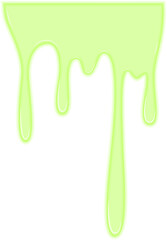 Green toxic liquid forming an uneven stain.