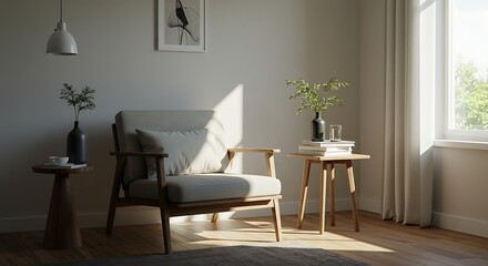 Cozy Armchair in a Modern Living Room with Sunlight