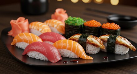 Delectable Sushi Platter An Array of Fresh, Exquisite Japanese Cuisine