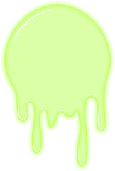 Prominent thick green liquid drip with a continuous flowing effect.