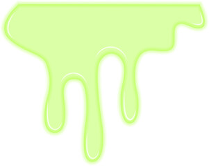 Substantial volume of thick green liquid forming a dripping mass.