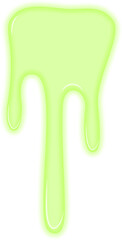 A single large and thick drop of green radioactive liquid.