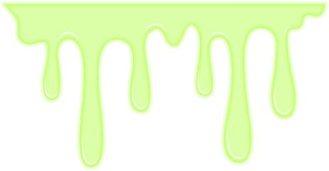 Dense green liquid moving slowly with a sticky appearance.