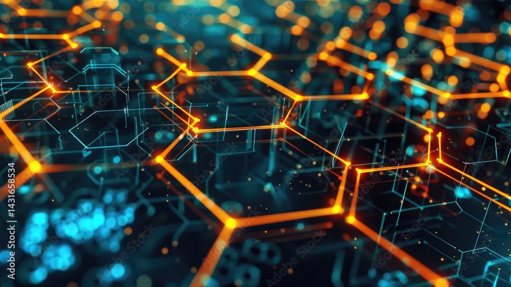 Poster abstract of cyberspace on virtual area with digital technology style design and the electric light g