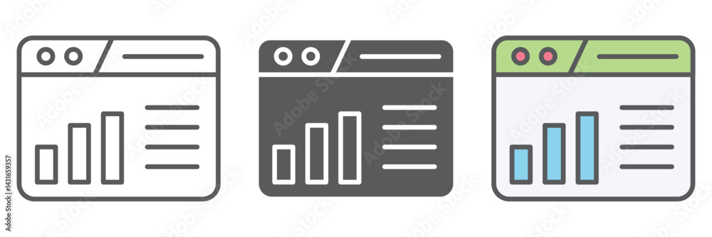 Poster optimization icons set – vector illustrations in multiple styles
