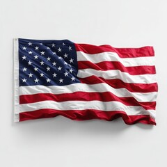Obraz premium Waving american flag close up shot on white background