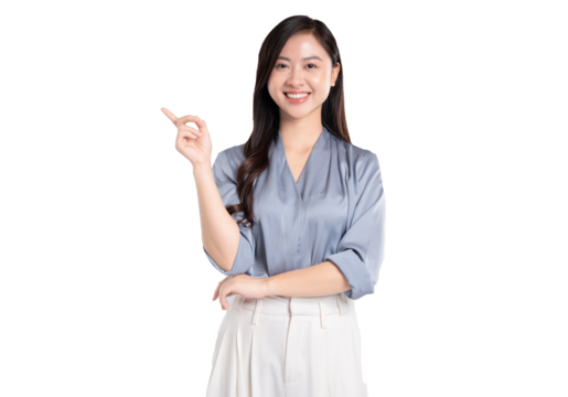 portrait of young asian businesswoman posing  on  background