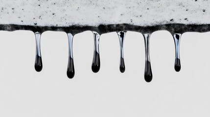 Dripping black and white paint creating a striking contrast on a light background