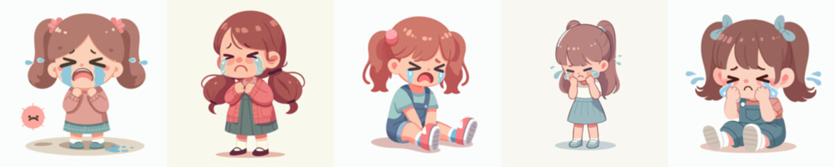 set vector kids crying