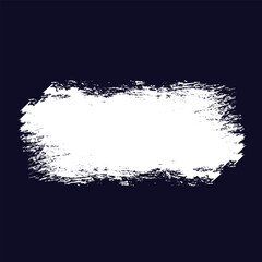 white paint brush stroke on a dark blue background. The edges of the stroke are uneven and textured, suggesting a dry brush or a quick application of paint.