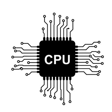 black cpu chip on white background clip art preview