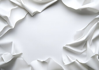 white sheet of paper with creases, surrounded by soft, flowing fabric, creates serene and minimalist composition. gentle folds add texture and depth, evoking sense of calm and simplicity