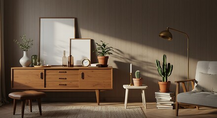 Living Room Interior with Furniture and Plants