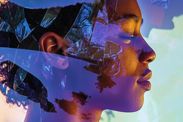 Ethereal Digital Collage of Human Nature Exploring the Connection Between Humanity and the Natural World