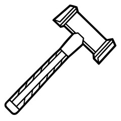 Hammer line art vector isolated on white background 