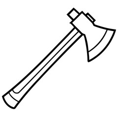 Hatchet line art vector isolated on white background 
