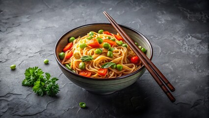 concept of tasty eating with bowl of noodles on background.jpg