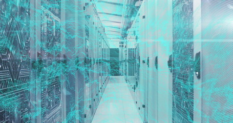 Image of shapes over server room
