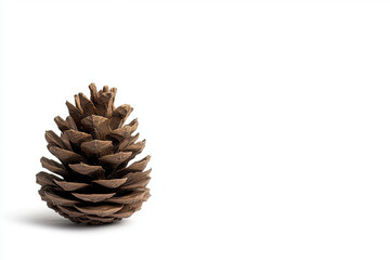 Fototapeta premium Brown pinecone with rough texture on a white background, highlighting natural beauty and intricate details