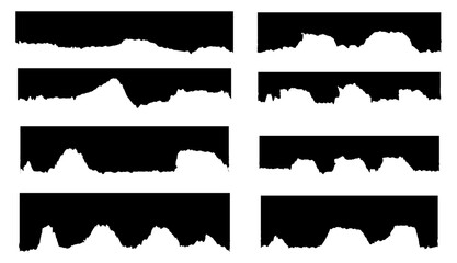 Set of torn long pieces of paper with strips with jagged and even edges