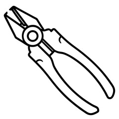 Plier line art vector isolated on white background