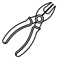 Plier line art vector isolated on white background