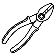 Plier line art vector isolated on white background