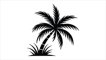Palm Tree Silhouette Vector – Tropical Beach Tree Icon Illustration