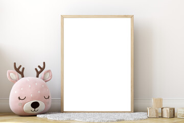 Boho baby room mockup frame, 3D render	
