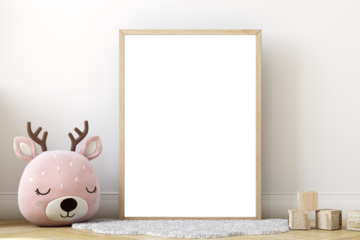 Boho baby room mockup frame, 3D render	

