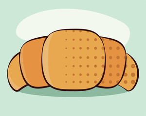 Croissant in cartoon style. Vector