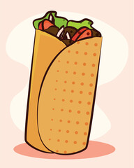 Wrap filled with veggies. Vector