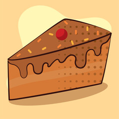 Chocolate cake slice icon. Vector