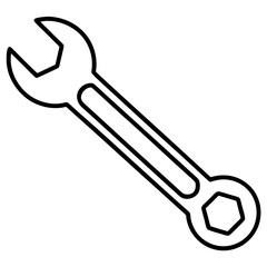 Wrench line art vector isolated on white background 