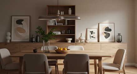 Fototapeta premium Dining Room Table with Modern Decor