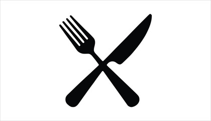 Fork and Knife Silhouette Vector &ndash; Restaurant Cutlery Icon Illustration