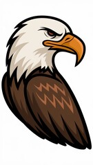 Obraz premium Cartoon Eagle Head | Bold Mascot Logo Design for Apparel, Stickers & Branding | Isolated on White Background Generative AI