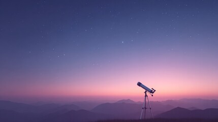 lone telescope stands under starlit sky capturing grandeur of universe in minimalistic form