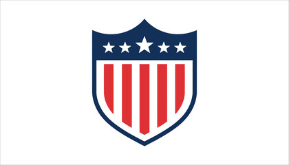 Patriotic American Shield Emblem with Stars and Stripes © Tania