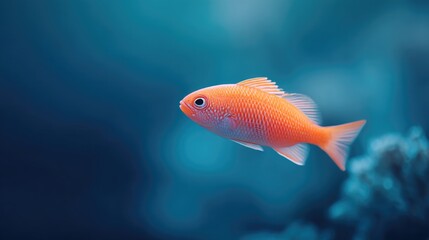 Naklejka premium lone vibrant neon-colored fish swims against minimalistic backdrop