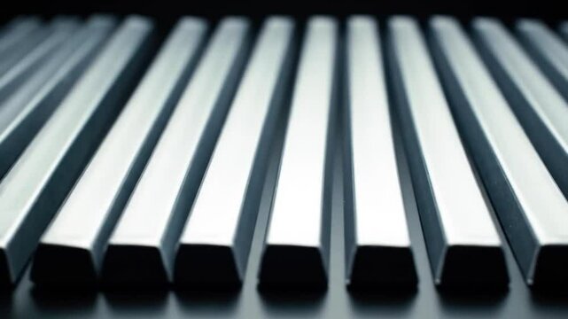 Abstract Metallic Parallel Lines: Industrial Design Texture and Geometric Composition in Close-Up Photography