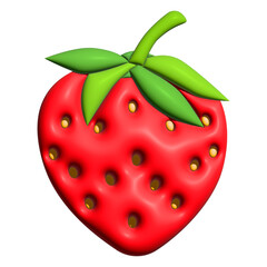3 d strawberry with leaves. vector