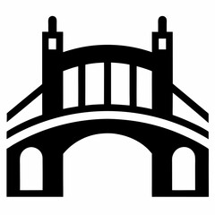 Bridge Glyph Icon black vector on white background.