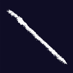 white paint brush stroke on a dark blue background. The edges of the stroke are uneven and textured, suggesting a dry brush or a quick application of paint.